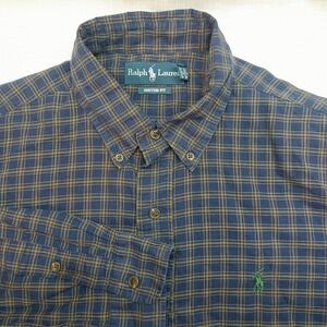 Ralph Lauren Custom Fit Mens L Multicolor Plaid Embroidered Pony Button Up Shirt